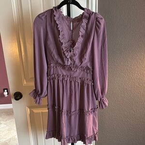 Elegant Mauve Ruffle Mini Dress